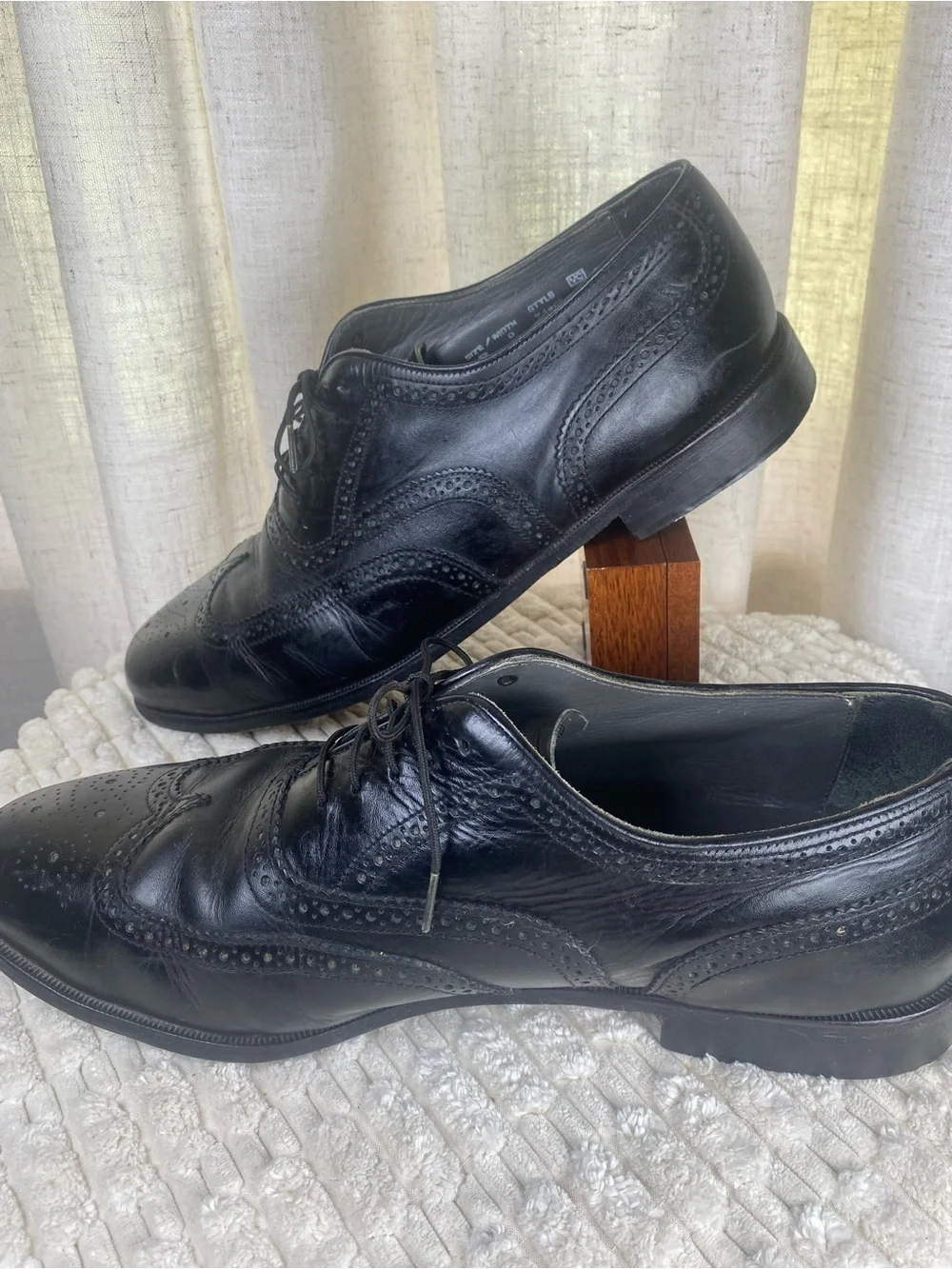 Oakton Classics Black Leather Wingtip Oxford Dress Shoes 13D